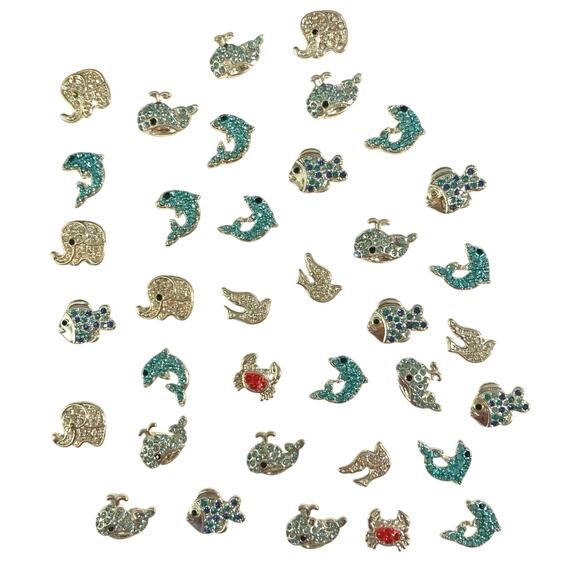 Lot 36+ Pcs Locket Jewelry Pave Bling Charms Animals Whale Dolphin Elephant Dove - Picture 9 of 9